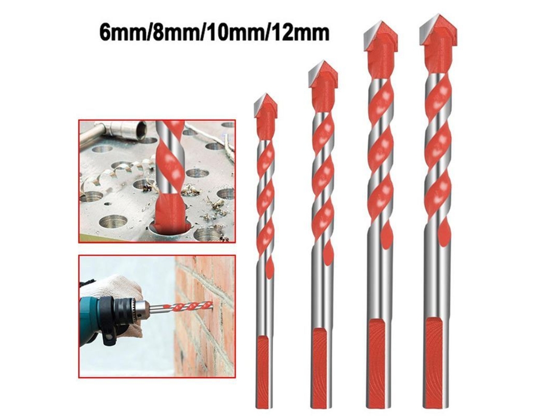 Juego De 12 Brocas De Acero De Carburo (6 Mm, 8 Mm, 10 Mm, 12 Mm) Para Pared, Espejo, Metal, Azulejo, Madera, Mármol Y Vidrio.