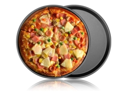 Bandeja Rebe-Tray para hornear pizza antiadherente de 28 cm (11 pulgadas), 2 piezas redondas de acero al carbono para horno, pasteles y galletas.