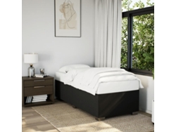 Estructura De Cama Sin Colchón Tela Negro 90x190 Cm