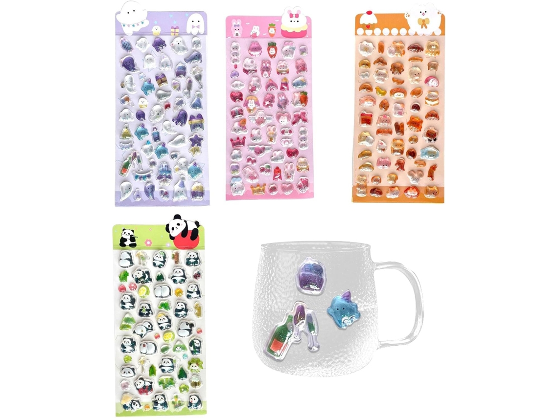 Lote De 4 Adhesivos Lindos Lote De 4 Adhesivos Lindos | Pegatinas Brillantes - Calcomanías Estéticas 3d Para Coche Niño Escuela Adolesc