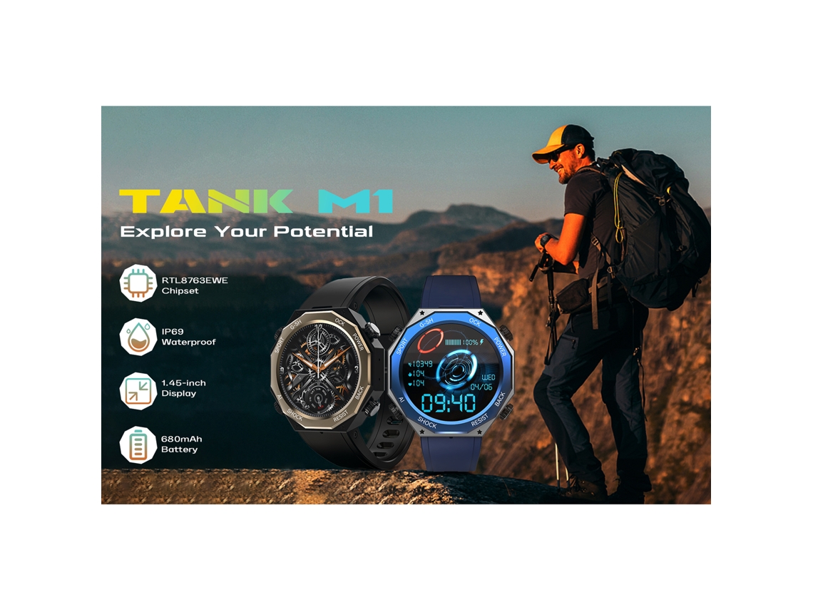 Reloj Inteligente Rogbid M1 Con Pantalla Táctil Ips De 1,45 Pulgadas, Bluetooth, Llamadas, Monitor De Actividad Física, Ip69, Resistente Al Agua, Moni