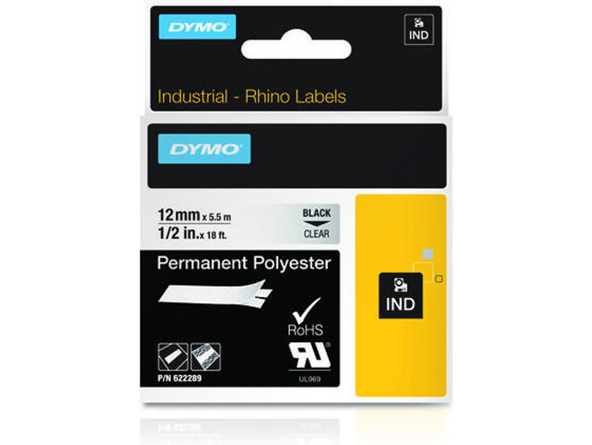 Cinta Laminada DYMO 622289 Negro sobre Transparente