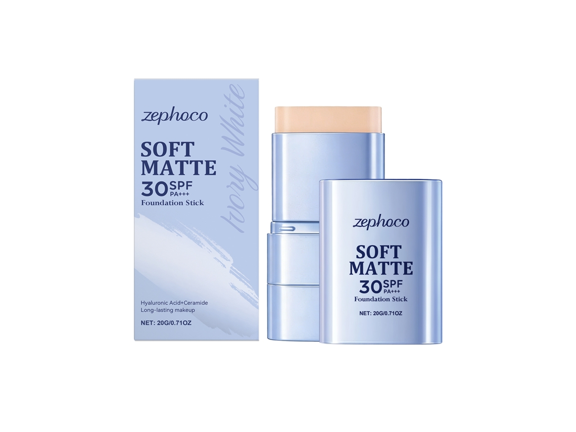 Brocha base mate 2 en 1, color blanco marfil.