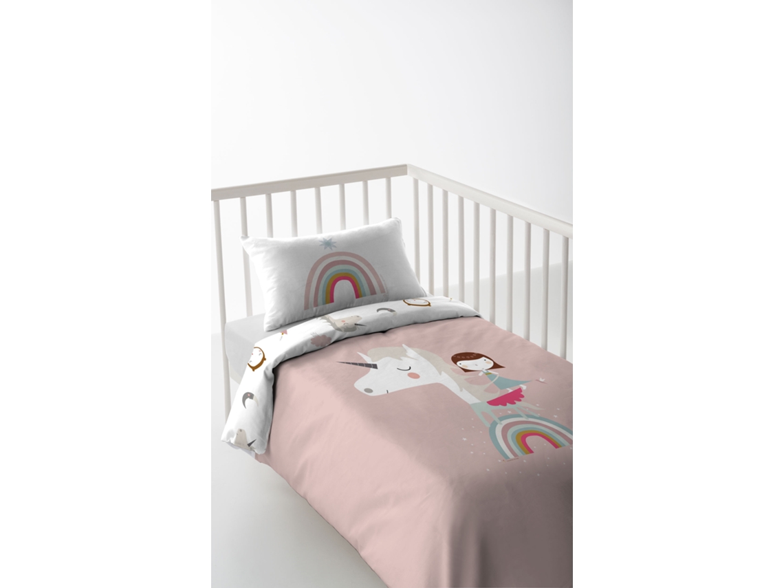 FUNDA NORDICA REVERSIBLE INFANTIL CUNA 80 EXTRA SUAVE FABRICADO EN ESPAÑA UNICORN PINK HACIENDO EL INDIO