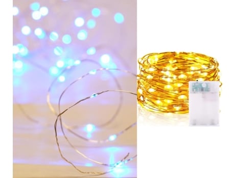 Guirnaldas Luces LED alambre de cobre Decoración Interior Varios Colores con Bateria 3AA 50LED 4.9M Azul SELEOK