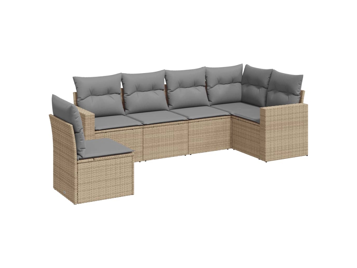 Maison Exclusive - Juego De Sofás Jardín Con Cojines 6 Pzas Ratán Sintético Beige