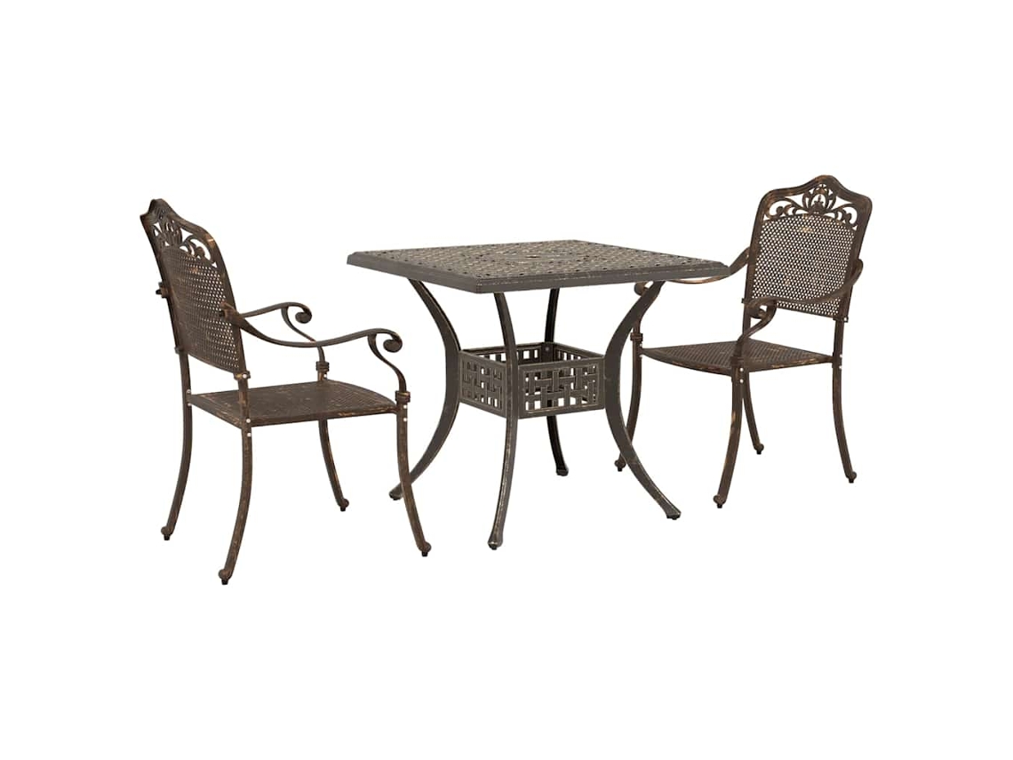 Maison Exclusive - Conjunto De Mesa De Jardín 3 Pcs Bronce Aluminio Fundido