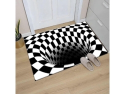 2026-alfombra De Ilusión Óptica 3d Vórtice Cuadros Negro Y Blanco Antideslizante Para Comedor Hogar Oficina