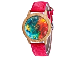 Reloj De Pareja Zhoulianfa Nebulosa Colorida Aleación De Quartzo De Lona Rojo