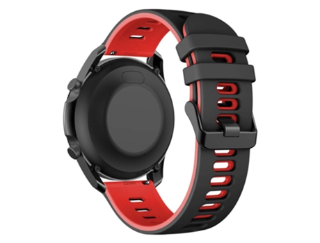 Correa de Silicona bicolor 22mm para Samsung Galaxy Watch3 45mm/Huawei Watch 3/Garmin Forerunner 255/Apex 46mm - negro/rojo