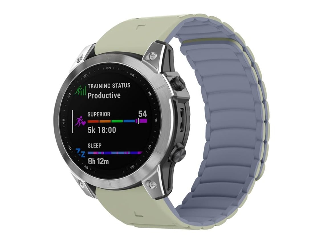 Bracelete Para Garmin (22mm) - Silicone Magnético, Liberação Rápida Cáqui Claro + Cinza Azulado Claro