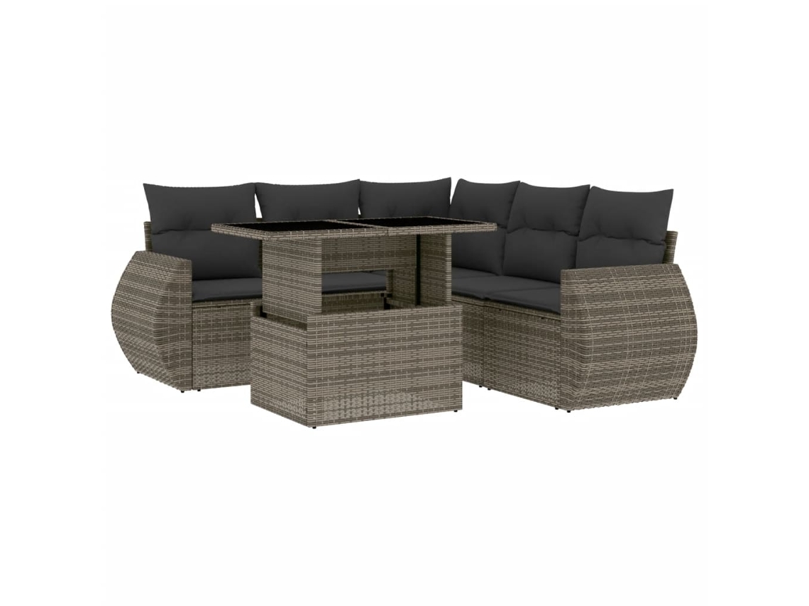 Conjunto de 6 sofás de jardín de mimbre gris con cojines MAISON EXCLUSIVE (80x200 cm)