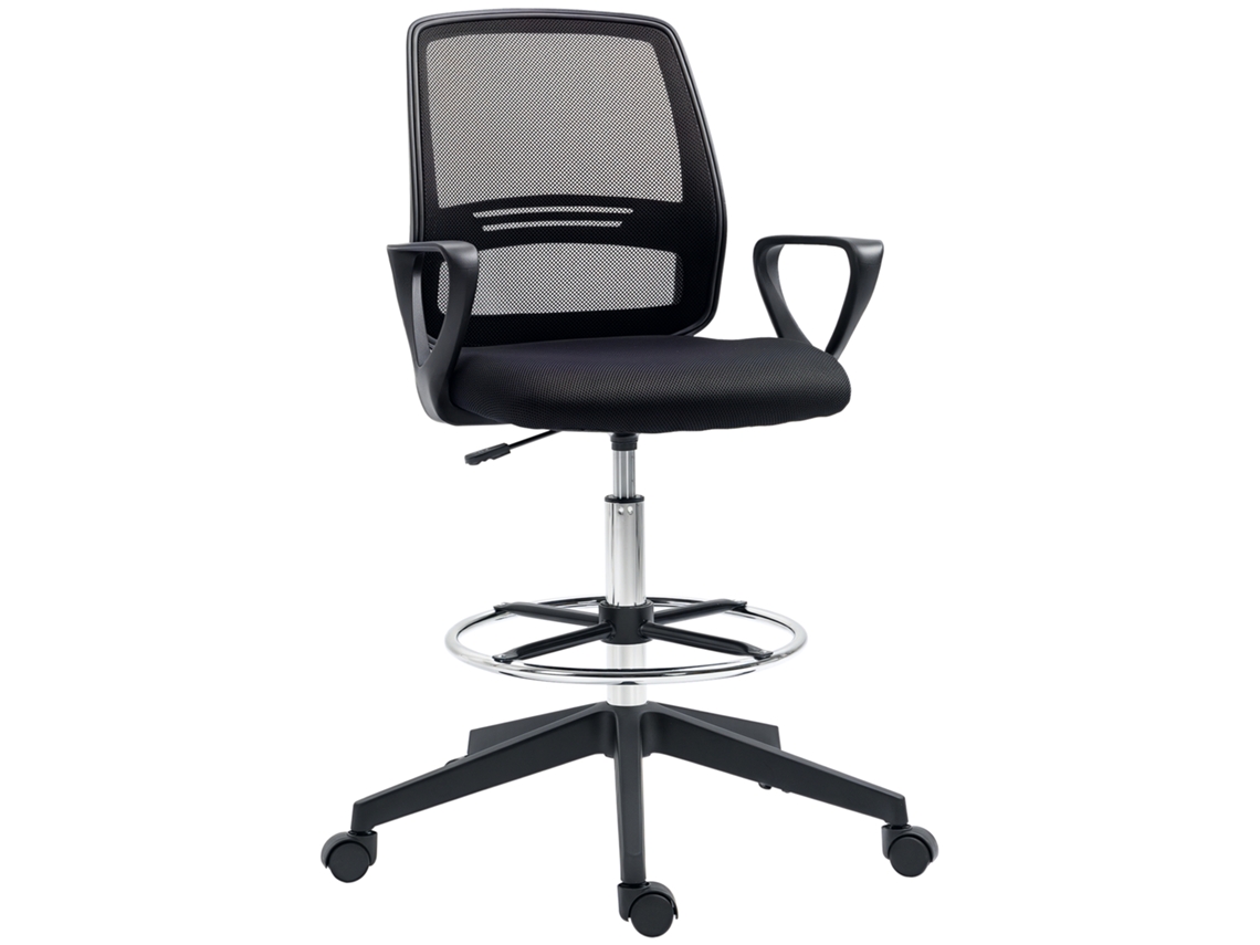 Silla De Oficina, Asiento Alto, Silla De Oficina Ajustable, Taburete De Oficina Giratorio 360°, Malla Transpirable