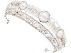Coroa De Casamento Prateada Com Pérolas E Strass