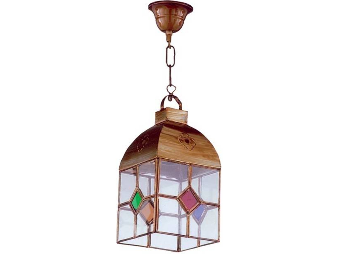 Lámpara de Techo FABRILAMP Granadino (Bronce Dorado - E27 - Máx. 60W - Cristal - Metal)