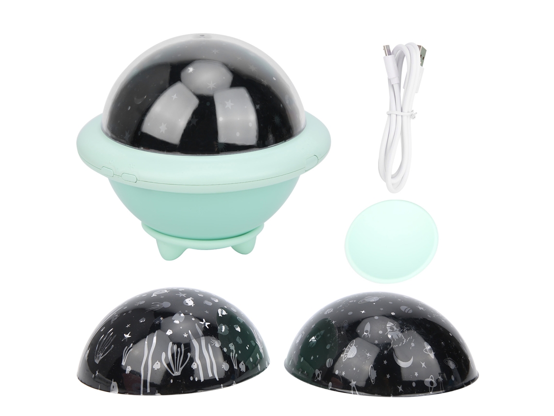 Lámpara De Proyección Led Usb Luz Nocturna Cielo Estrellas Océano Universo Regalo Cumpleaños Niños Verde