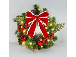 Guirlanda Navidad Led Batería Con Lazo 30cm, Adorno Puerta Y Mesa