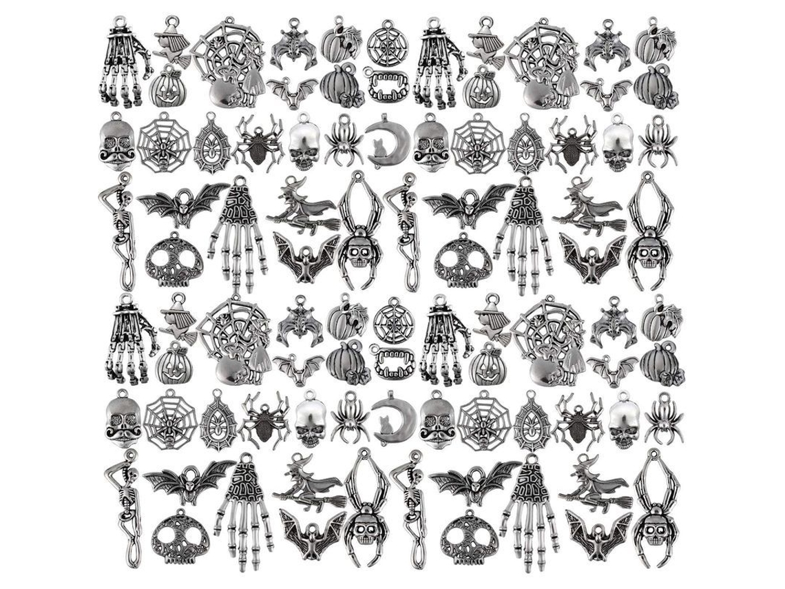 2026altiro-100 Colgantes De Plata Antigua Para Halloween - Accesorios Para Manualidades - Estilos Aleatorios