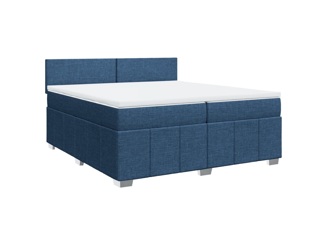 Maison Exclusive - Cama Box Spring Con Colchón Tela Azul 200x200 Cm