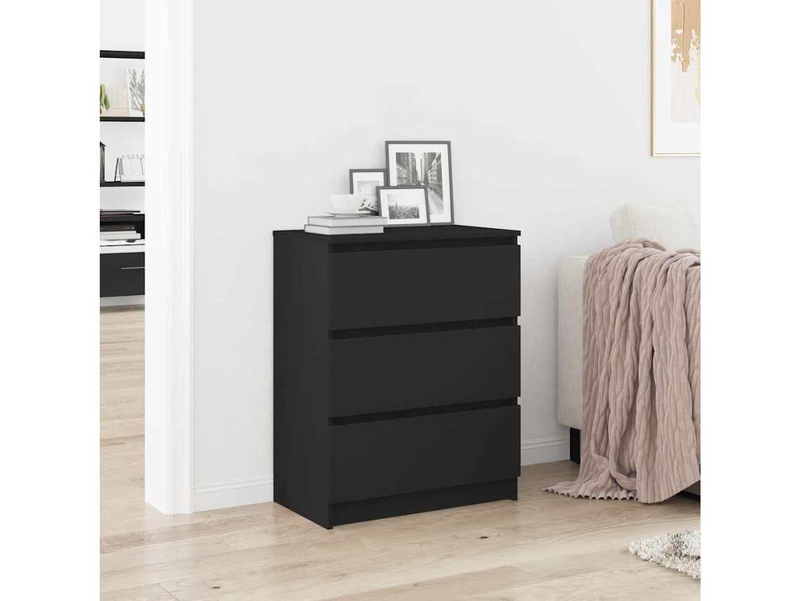 Aparador De Madera Contrachapada Negro 60x35x76 Cm
