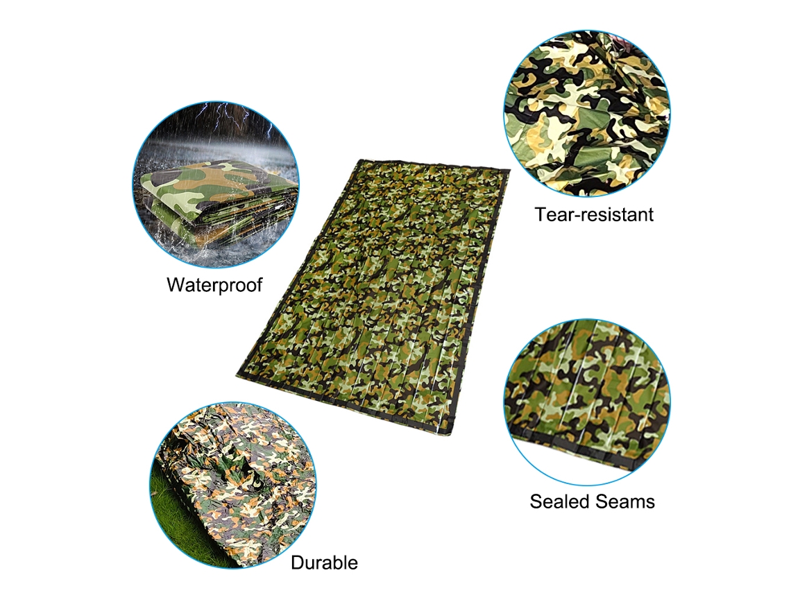 Sacola De Dormir De Emergência Para 1-2 Pessoas Leve Impermeável Térmica Com Apito Para Camping Sobrevivência Outdoor