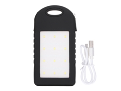 Yncm2026-batería Solar Portátil 5000mah Power Bank Con 12led Linterna Para Camping Pesca Exterior Negro