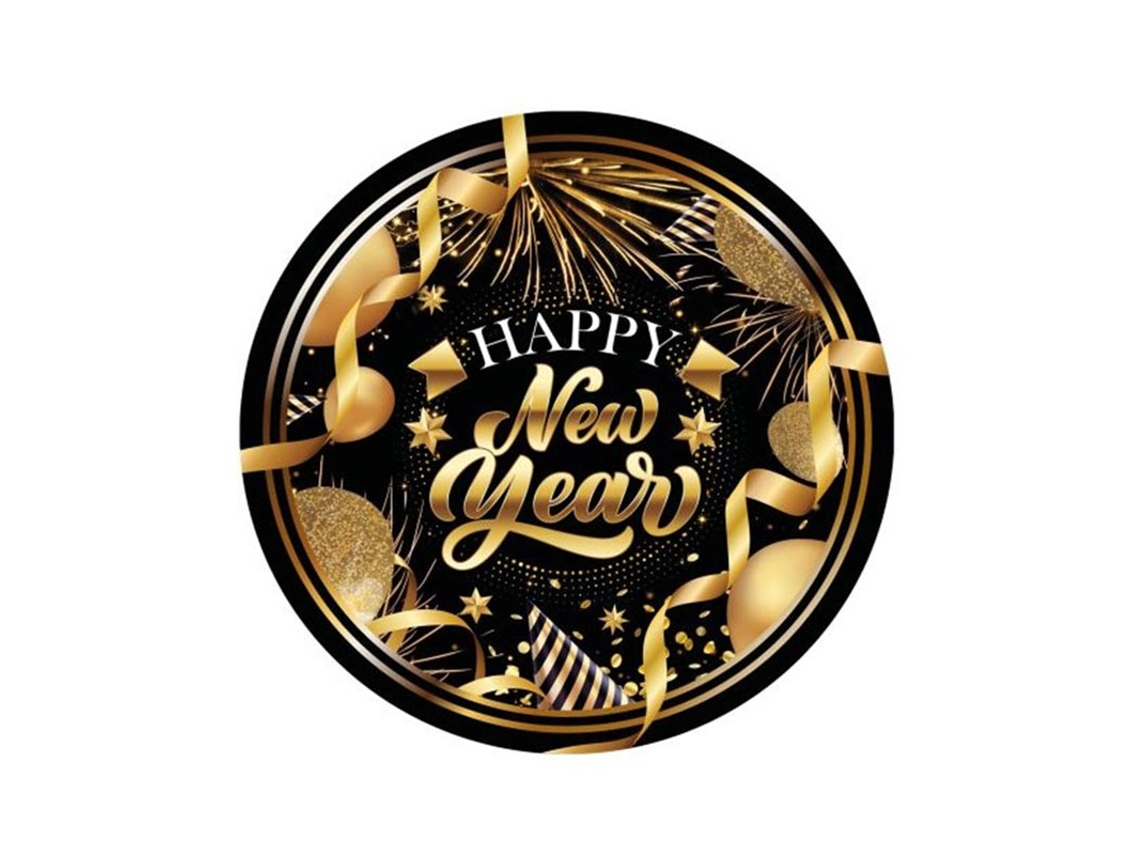Pack de 6 Platos Happy New Year de 23 cm