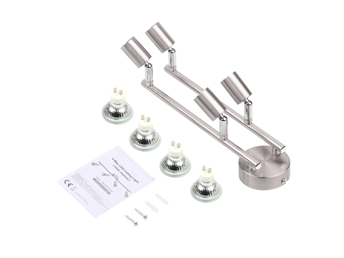 2026-focos De Techo Ajustables 4 Vías 4x4w Bombillas Led Gu10 400lm Cabezas Gireables Modernos Para Cocina Y Salón