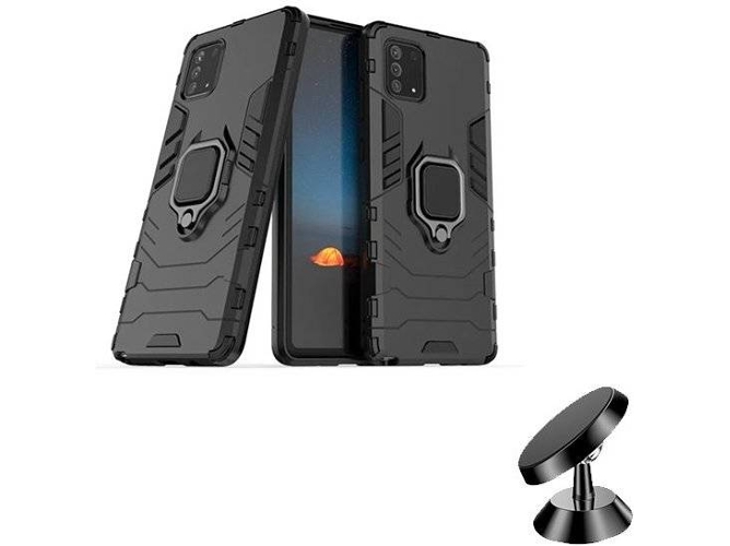 Kit Carcasa y Soporte Magnetico Auto Samsung Galaxy Note 10 Lite Defender Negro