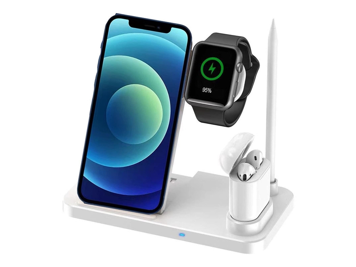 Cargador Inalámbrico 4 En 1 Estación De Carga Inalámbrica Con Certificación Qi Para Iwatch Series Se / 6/5/4/3/2 Airpods Pro / 2 Pencil Gen 1 Yemaesre