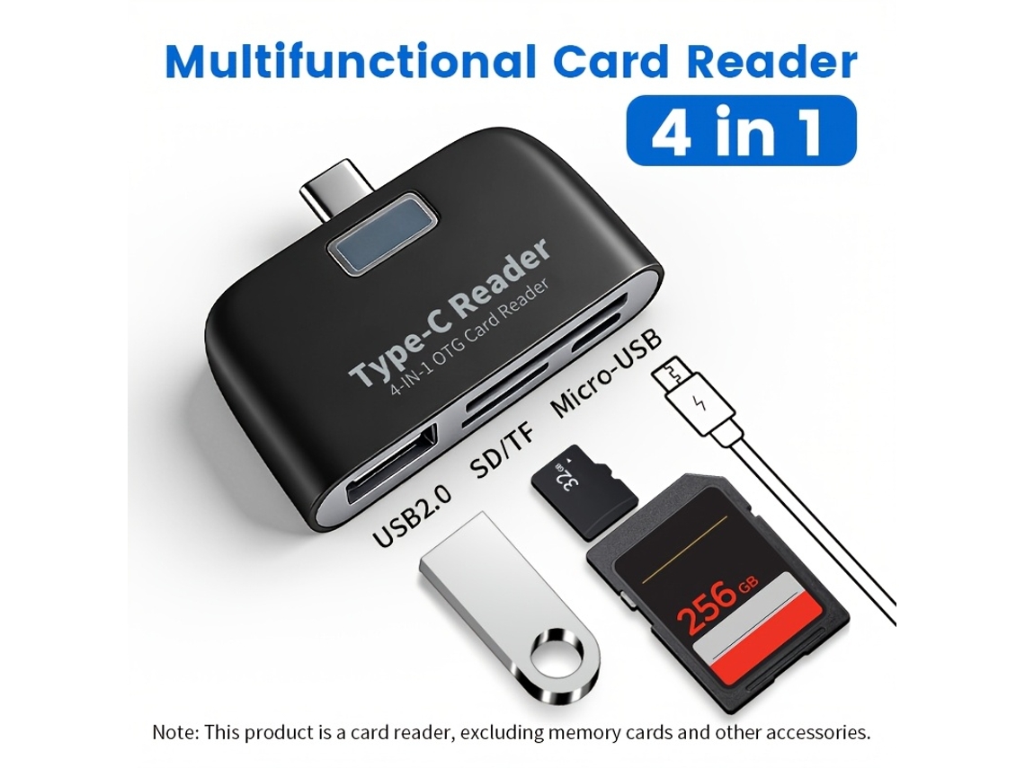Adaptador 4 en 1 USB-C a lector de tarjetas SD/TF/U/Micro SD (Negro) Specment