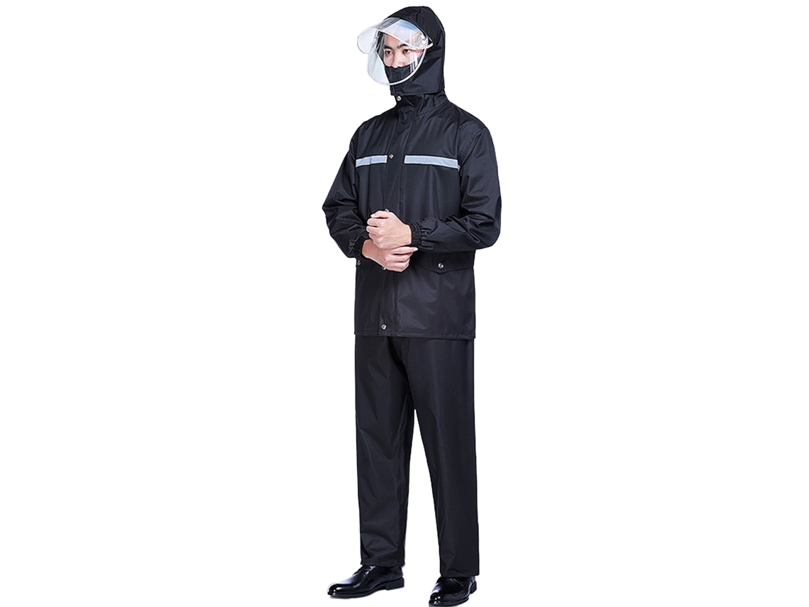 Chubasquero Negro Para Adultos Versátil Reflectante Ligero Impermeable Plegable Con Pantalones L