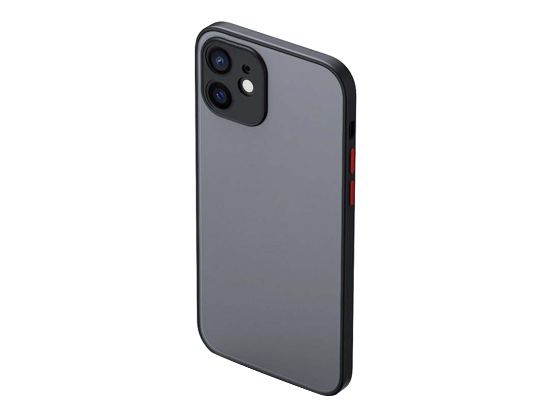 Capa Protetora Fosca Anti-queda Translúcida Com Buracos Precisos Para Iphone 12 Preta