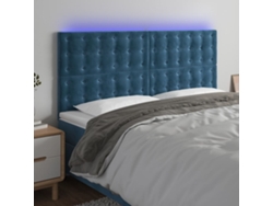 Cabecero Con Luces Led Terciopelo Azul Oscuro 180x5x118/128 Cm
