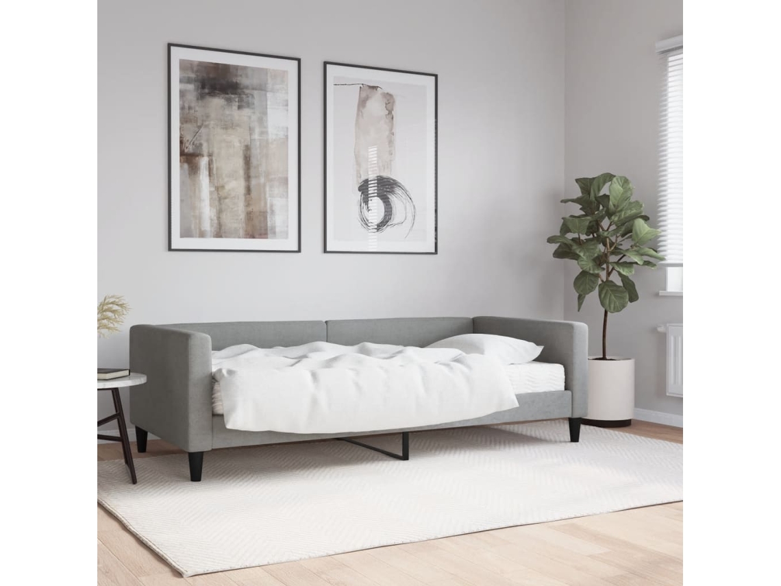 Sofá Cama Con Colchón Tela Gris Claro 90x200 Cm