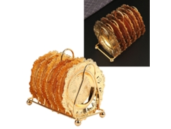 Conjunto de 7 Suportes para Copo de Metal Brilhante com Suporte Padrão de Pavão Estilo Europeu