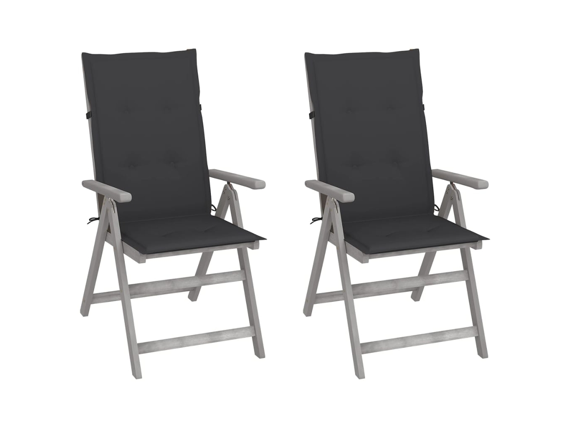 Sillas de jardín reclinables de 2 piezas con cojines DKD Home Decor, acacia maciza