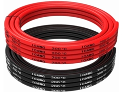 Pieza para Teledirigidos Silicona 10 AWG Cable eléctrico flexible 5 metros [2,5 m negro y 2,5 m rojo]