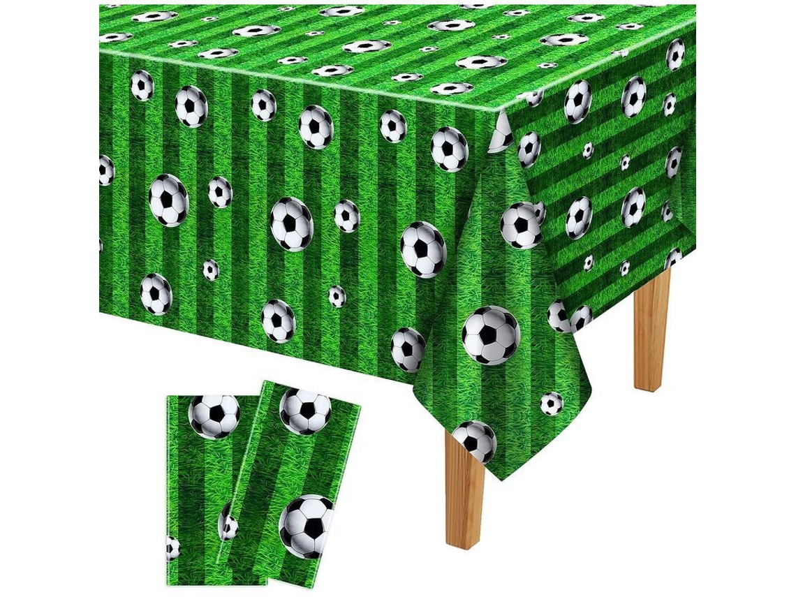2026-34819-manteles De Mesa De Fútbol, 2 Unidades, Diseño De Pelota Y Campo, Tela Biodegradable Pe, Para Fiestas Temáticas