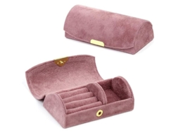Caja De Joyería Pequeña Portátil Rosa, Estuche Compacto De Almacenamiento De Joyería