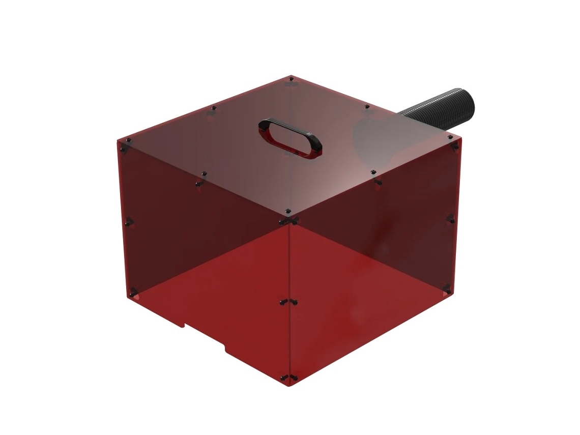 Caja para grabado láser, extracción de humos, características de seguridad, minicaja