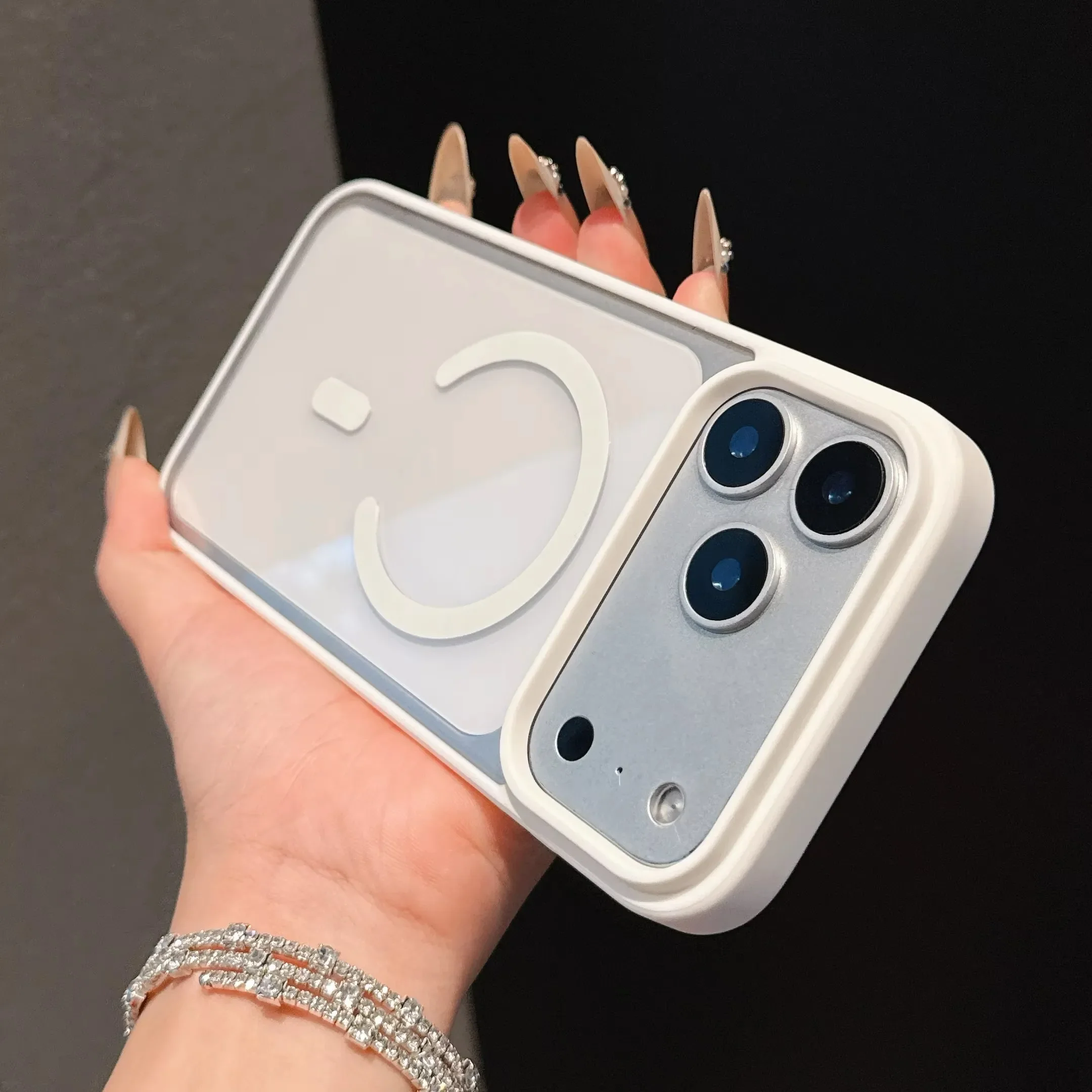 (iphone 12 Mini Blanco) Funda Protectora Magsafe, Cubierta Trasera De Acrílico