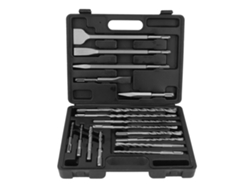 Conjunto de 17 brocas e cinzéis SDS Plus para furadeira de impacto. Ferramenta para perfuração e ranhuramento em concreto.