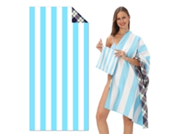 Toalla de playa de microfibra a rayas Yuysan, de alta absorción y secado rápido, 160 x 80 cm, modelo Tw18, azul cielo.