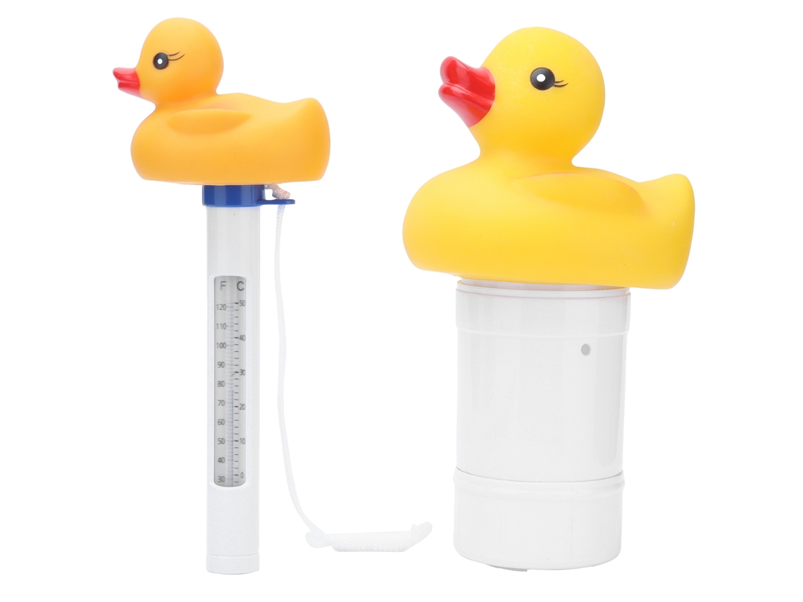 Juego de 2 termómetros de agua y dispensadores de cloro Primerox para piscinas, resistentes a altas temperaturas.
