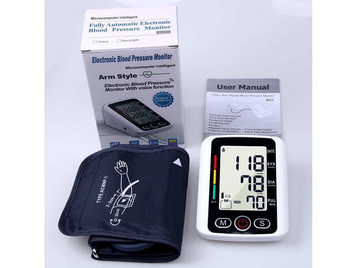 Monitor Electrónico De Presión Arterial Totalmente Automático (versión En Inglés), Equipado Con Una Función Para Guardar Las Mediciones De D