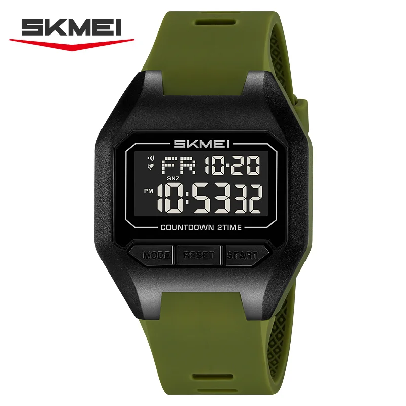 Reloj digital impermeable MDUG con alarma y temporizador, para estudiantes y deportistas (verde militar)