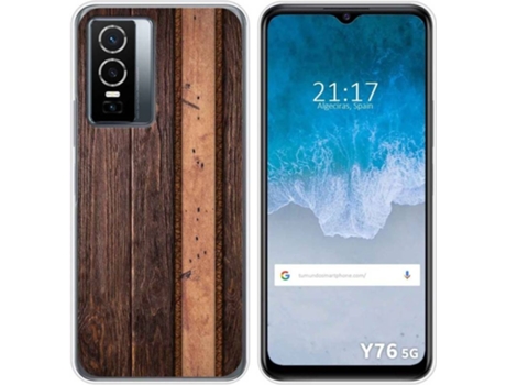 Carcasa para Vivo Y76 5G TUMUNDOSMARTPHONE Dibujos Madera 05 Multicolor