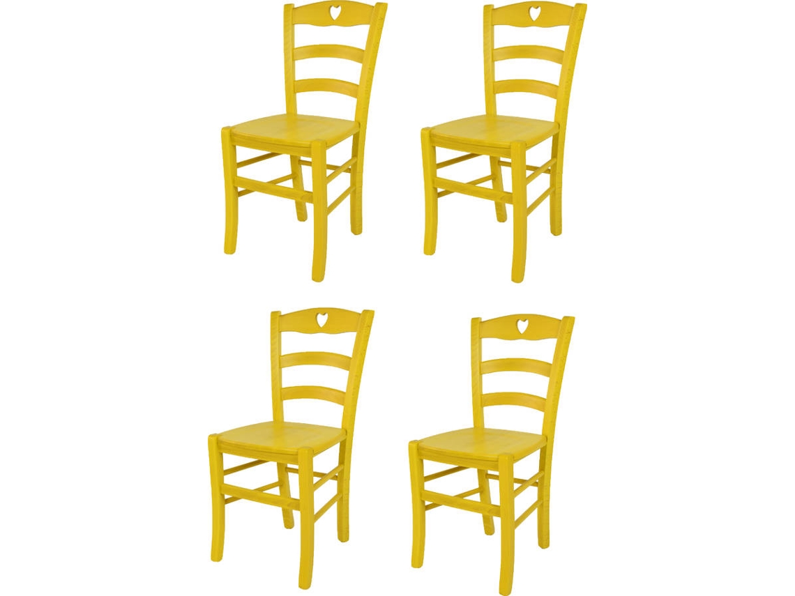 Conjunto de 4 Cadeiras T M C S Cuore (Amarelo - 88x43x46 cm - Madeira)