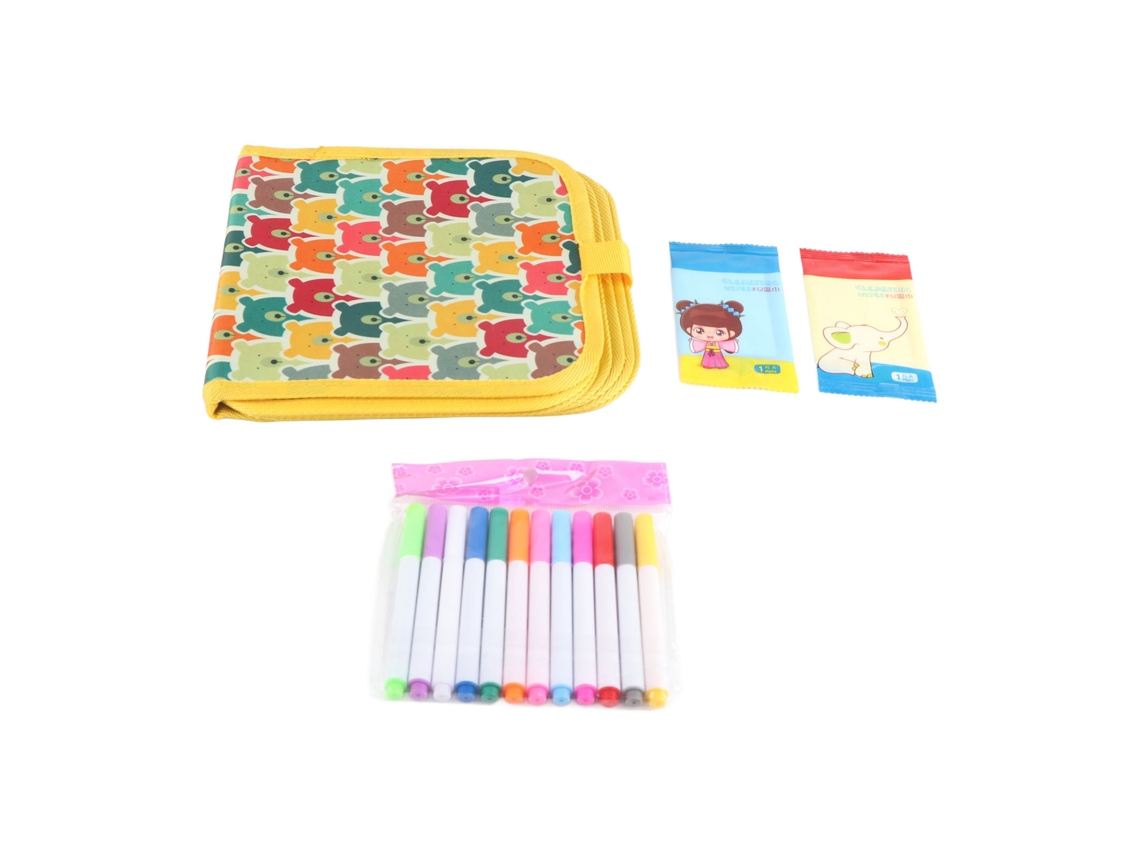 Vlola-libro De Dibujo Reutilizable Con 14 Páginas Y 12 Lápices De Agua, Juguete Borrable Portátil Para Niños